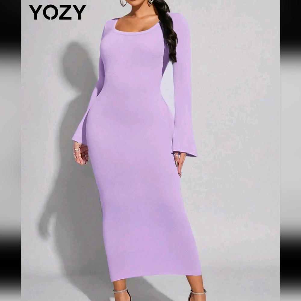 Women's Lavender Long Sleeve Maxi Dress